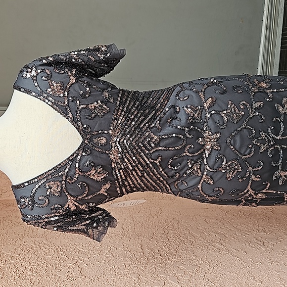 Gray silver 1920s beaded sequins cocktail mini dress size medium 6-8 - Picture 7 of 14